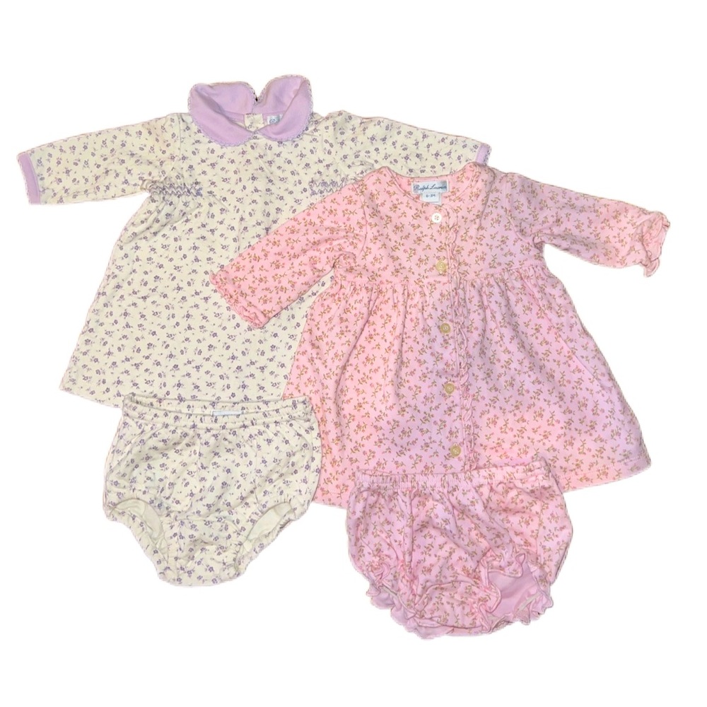 Ralph Lauren Pink and White Dress Bundle Size 0-3 months